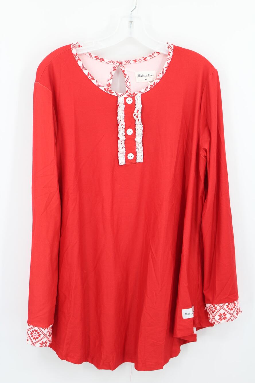 Makena Lane Holiday Lounge Dress Size XL Red New